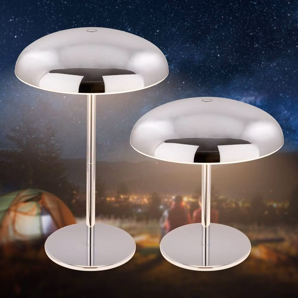 Briloner Rechargeable LED Table Lamp in Chrome, Dimmable Touch Control Cordless Night Light, H 30.5 x W 19.5 cm – 2