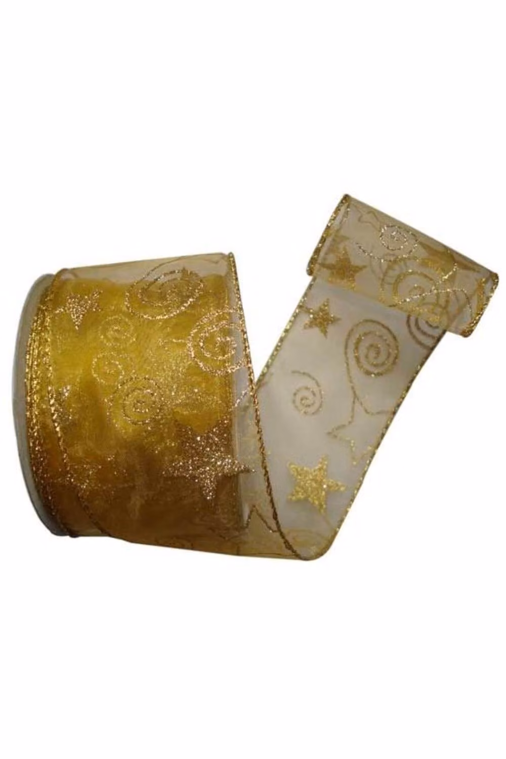 KDMD Gold Wired Edge Ribbon, 3 Pack, Width: 6.3 cm, Length: 10 yards per roll – 2