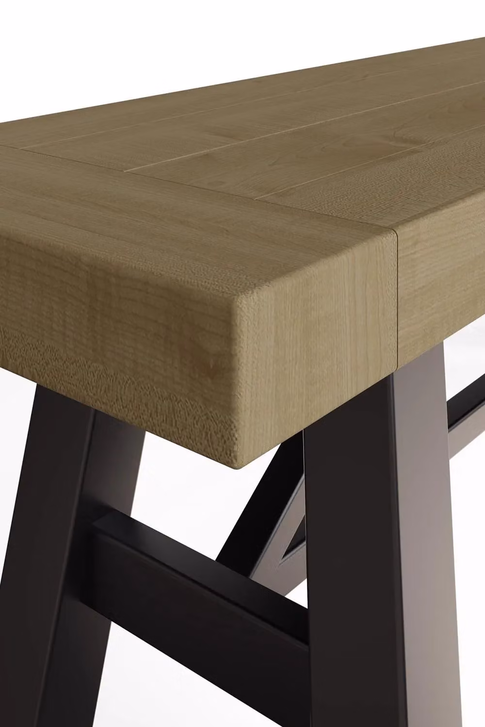 FWStyle Lowry Solid Pine Dining Bench in Brown, W/D/H: 132 x 38 x 46 cm – 4