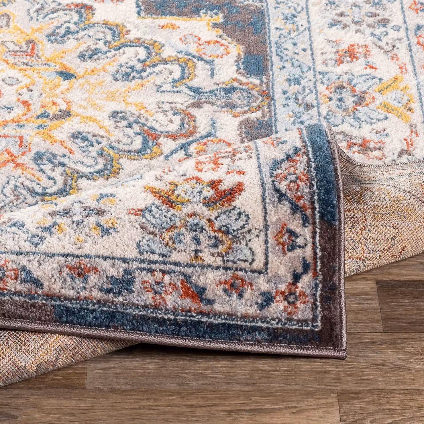 Livabliss Ankara Traditional Boho Living Dining Bedroom Rug in Camel, Grey, Taupe and Blue, W/D/H: 120 x 170 cm – 2