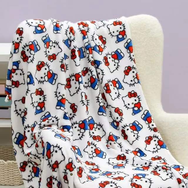 Hello Kitty White Polyester Fibre Childrens Throw