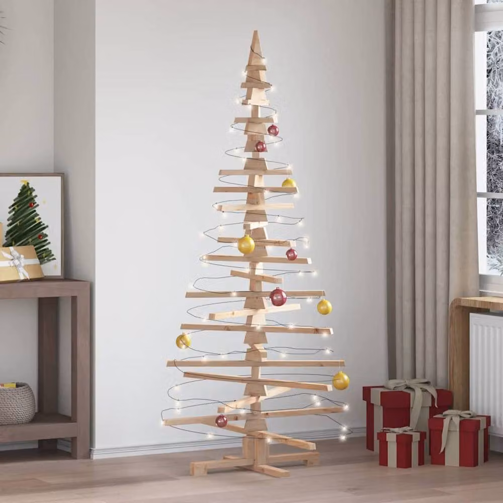 Berkfield Home Rustic Brown Solid Wood Pine Christmas Tree, Height: 180 cm – 2