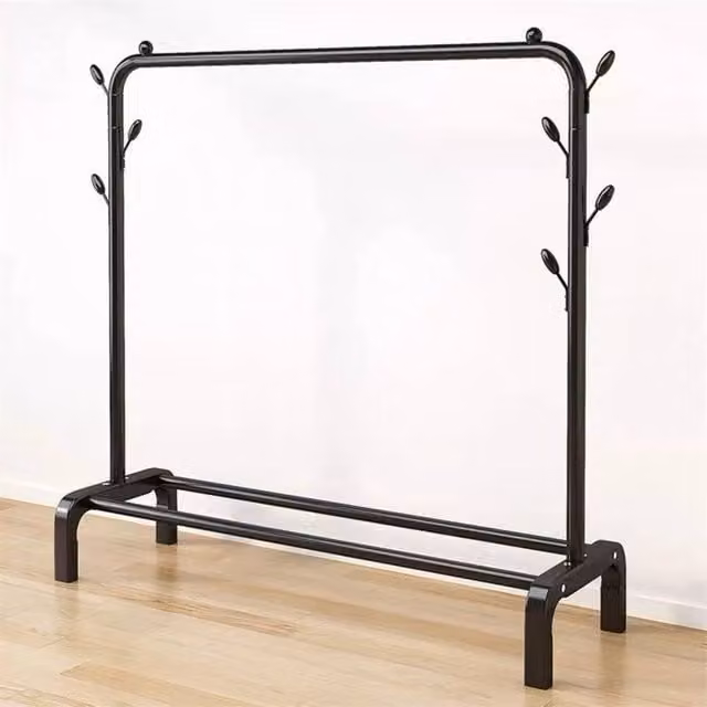 SPETLEK Heavy Duty Metal Clothes Rail and Shoe Storage Rack in Matt Black