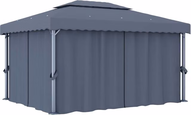 Berkfield Home Anthracite Aluminium Gazebo with Black Curtains, W: 4 m, D: 3 m – 1