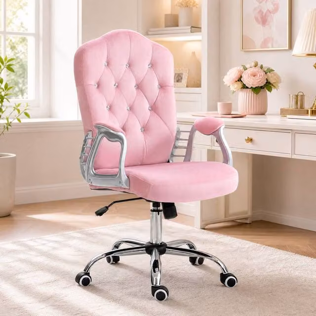STILVORA Pink Fabric Task Chair with Adjustable Height and 360 Degree Swivel – 1
