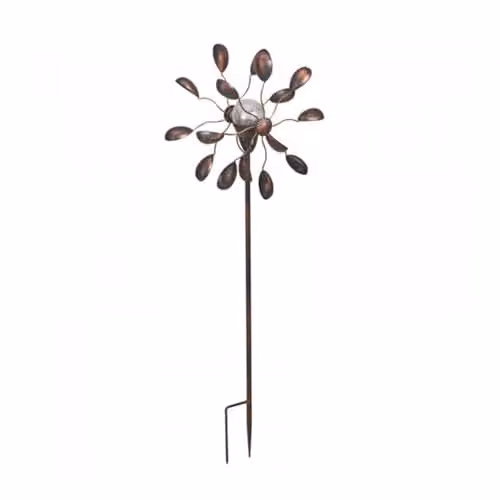 mysmartbuy Gemini Wind Spinner with Solar Powered Crackle Globe in Bronze and Multicolour, H: 130 cm – 3