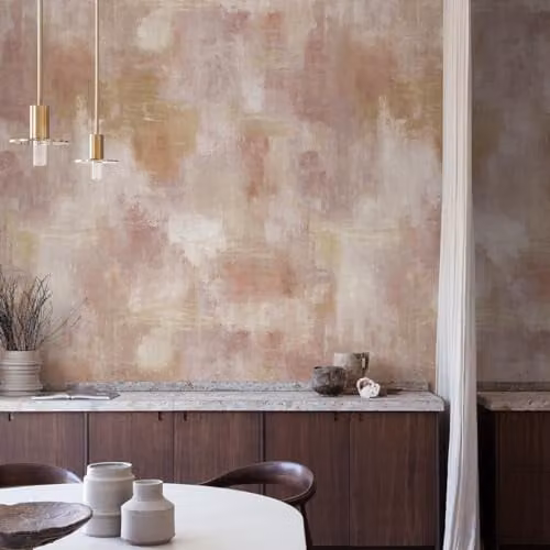 Grandeco Abstract Texture Distressed Concrete 3 Lane Repeatable Textured Wallpaper Mural in Pink and Brown, W: 280 cm, H: 159 cm – 1