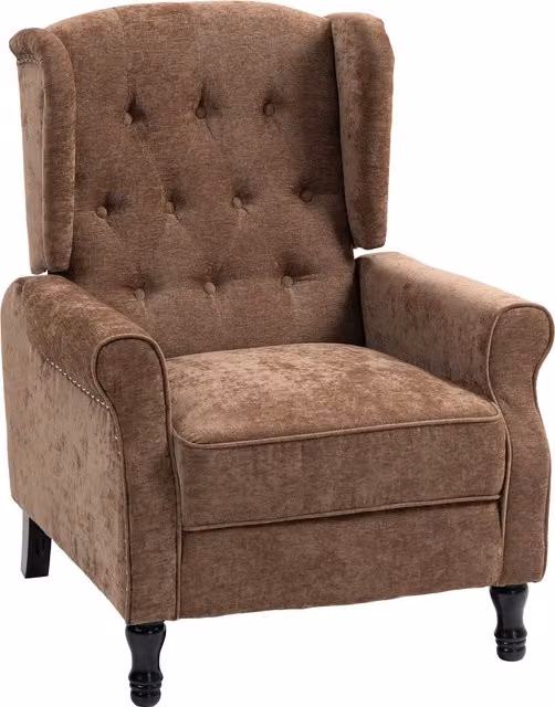 HOMCOM Vintage Reclining Armchair with Integrated Footrest in Brown – 1