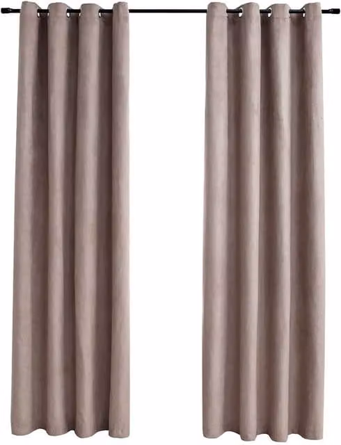 Berkfield Home Blackout Fabric Curtains with Eyelets, 2 Pack, Taupe, W: 140 cm, H: 245 cm – 1