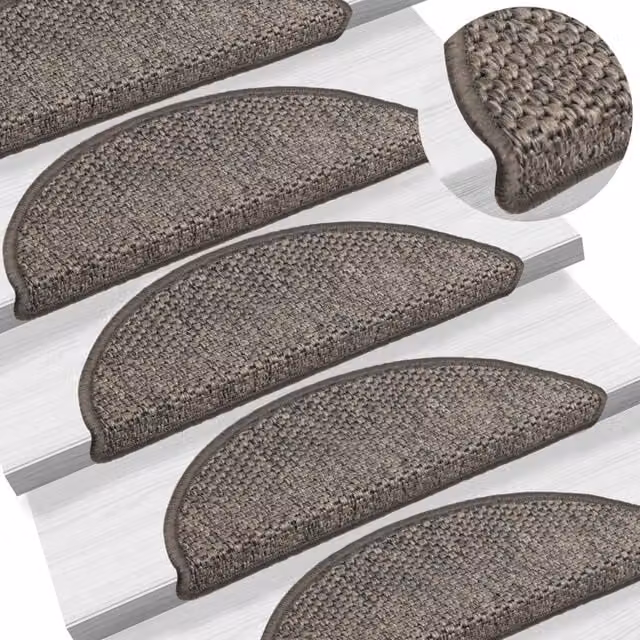 Berkfield Home Self-adhesive Sisal-Look Stair Mats, 15 Pack, Brown and Beige, W: 56 cm, D: 17 cm, H: 3 cm
