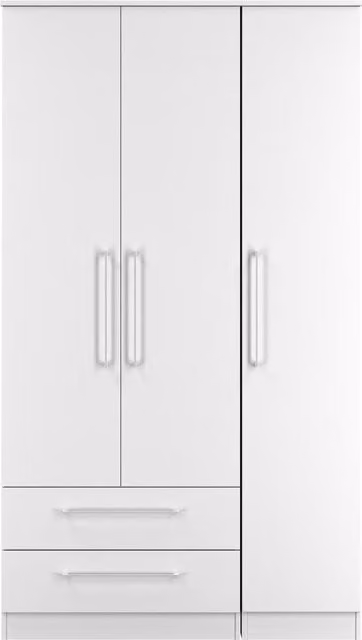 Ready Assembled 2 U Gloucester Triple Wardrobe with 2 Drawers in White