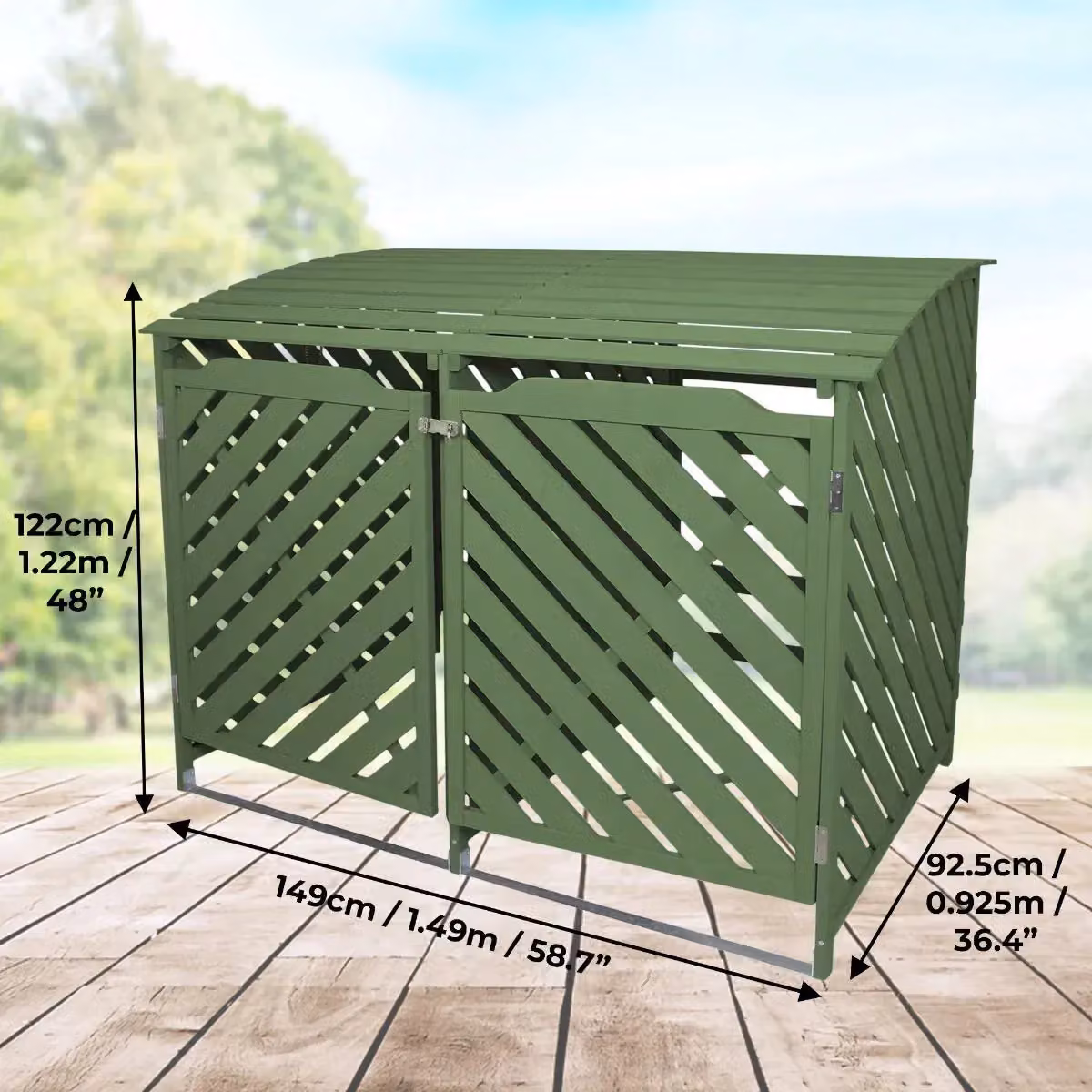 Monstershop Sage Green Double Wheelie Bin Storage Wood – 3