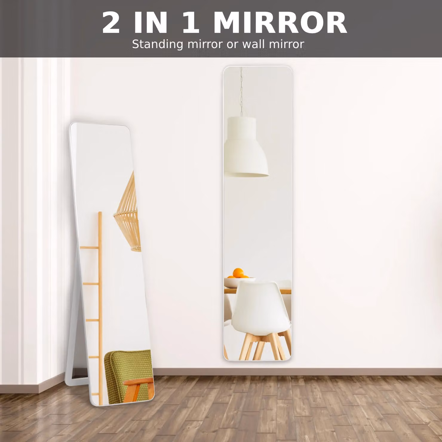 Costway Full Length Dressing Mirror, Freestanding or Wall Mounted, White – 3