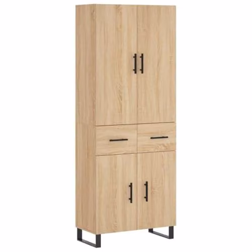 vidaXL Modern Highboard in Brown Sonoma Oak, W/D/H: 69.5 x 34.0 x 180.0 cm