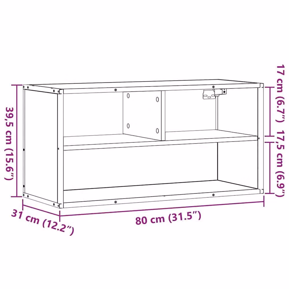 Berkfield Home Brown Oak TV Cabinet in Engineered Wood and Metal, W: 80 cm, D: 31 cm, H: 39.5 cm – 6