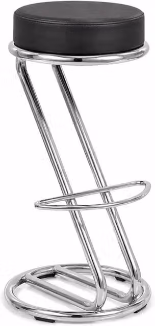 netfurniture Zazey Z-Shaped Kitchen Bar Stool with Black Synthetic Leather Seat, Height: 70 cm