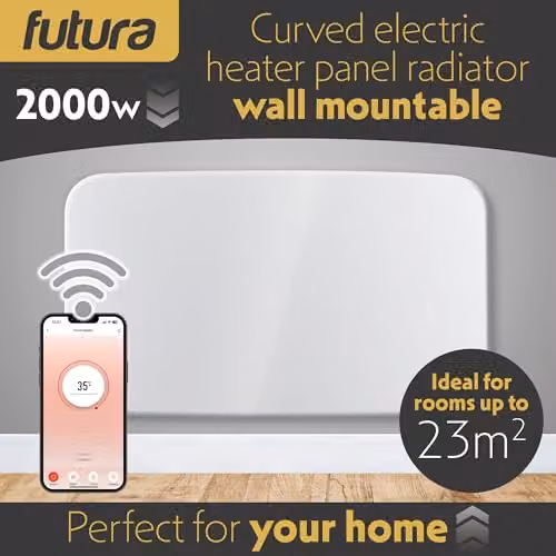 Futura 2000W WiFi Smart Electric Radiator, White Wall Mounted Designer Panel Heater with App Control – 2