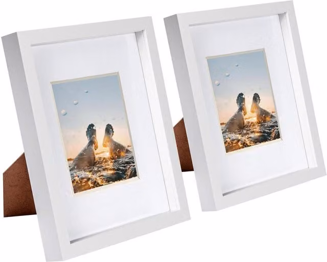 Nicola Spring Pack of 2 White 3D Box Photo Frames with 4x6 inch Mount