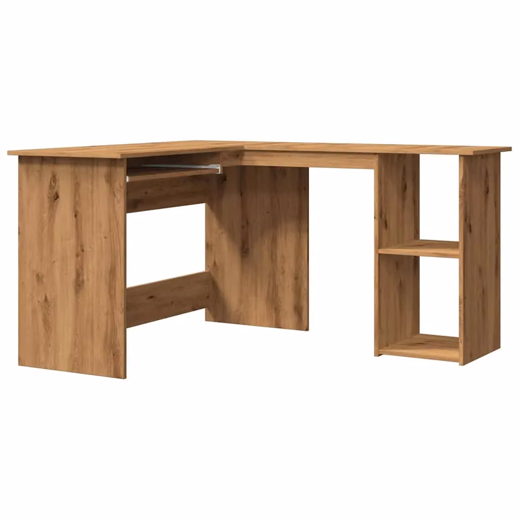 Berkfield Home Artisan Oak Corner Desk in Brown, W/D/H: 120 x 140 x 75 cm – 2