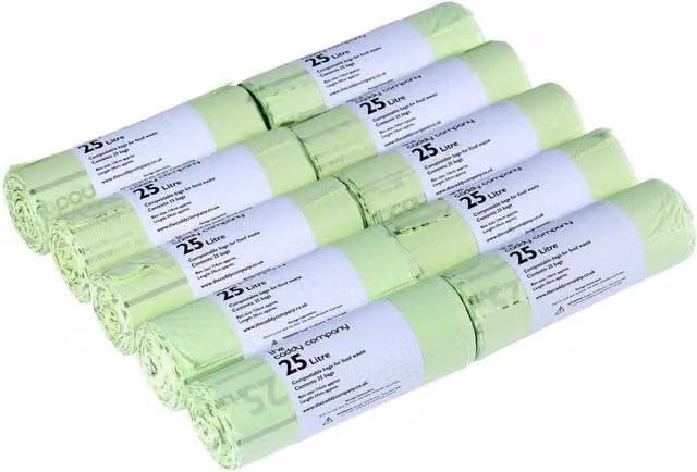 Caddy Company Compostable Food Waste Bin Bags, Green, 25 l