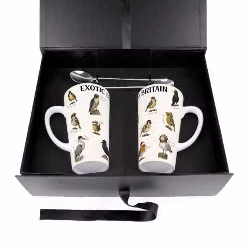 Purely Home Exotic Birds of Britain Multicoloured Ceramic Latte Mug Set – 3