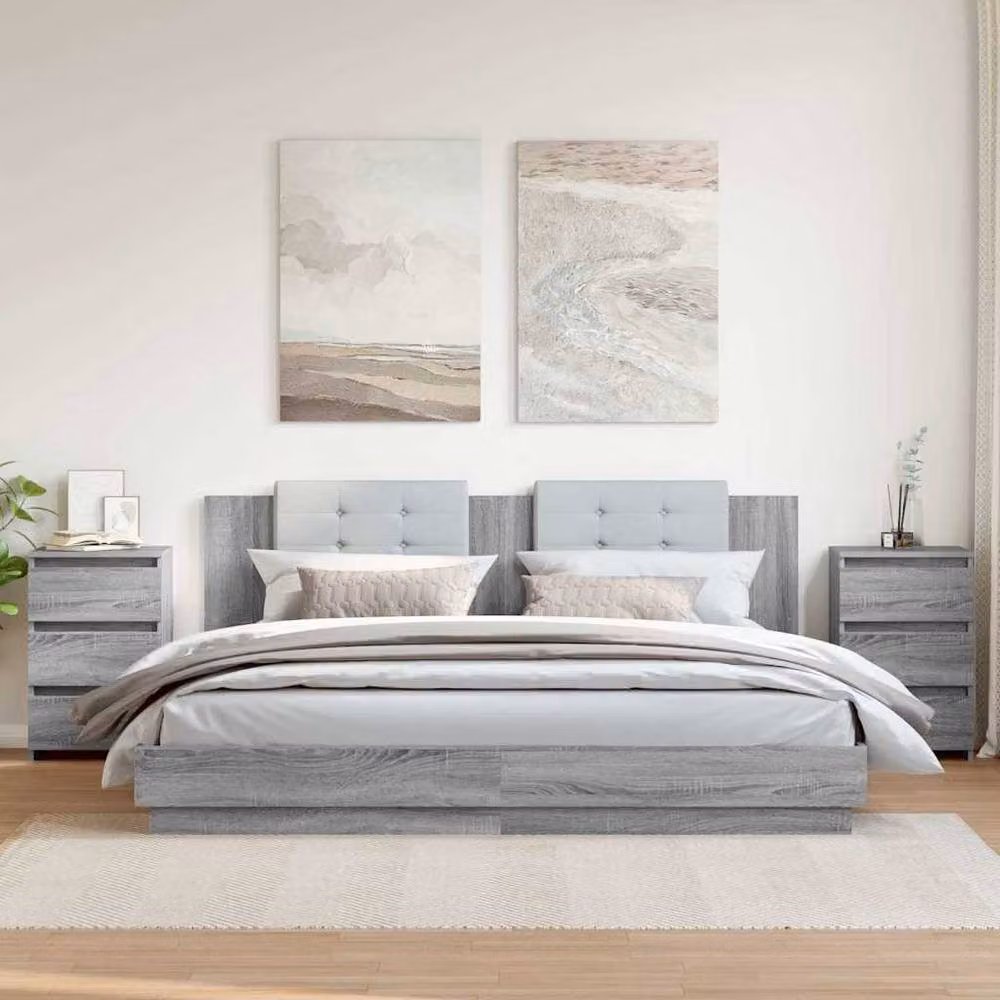 Berkfield Home Set of 2 Grey Sonoma Bed Cabinets, W/D/H: 40 x 35 x 62.5 cm – 2