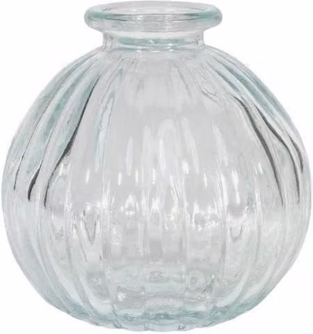 KDMD Helena Ribbed Glass Bottles, 12 Pack, Clear, W: 8 cm, H: 8.5 cm