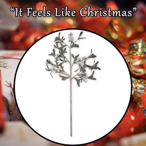 VFM e-Store Christmas Stem Leaves Decoration in Green and White, W/H: 10 x 70 cm – 6