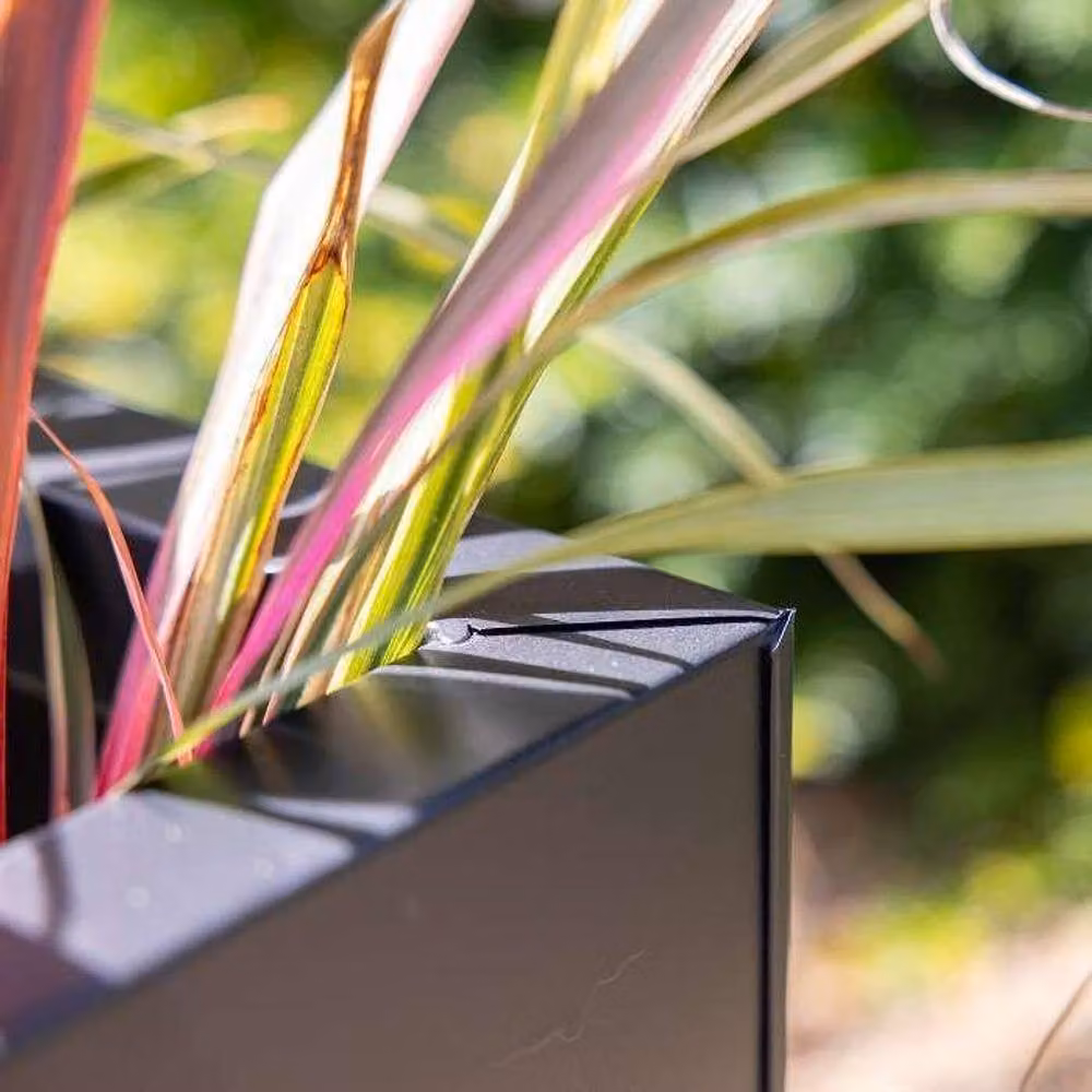Primrose Gunmetal Black and Grey Galvanised Steel Rectangular Garden Planter Tub W: 64 cm, D: 32 cm – 2