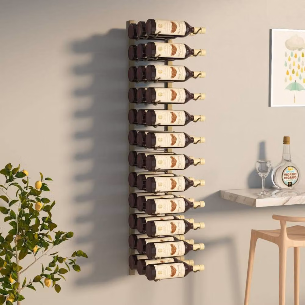 Berkfield Home Wall Mounted Gold Iron Wine Rack for 36 Bottles – 2
