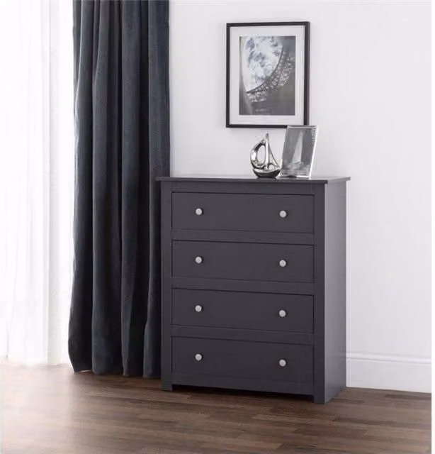 Ashfield Modern Anthracite 4 Drawer Chest in Dark Grey