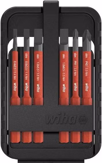 Wiha slimBit electric SL/PH screwdriver bit set, 7 piece, red – 1