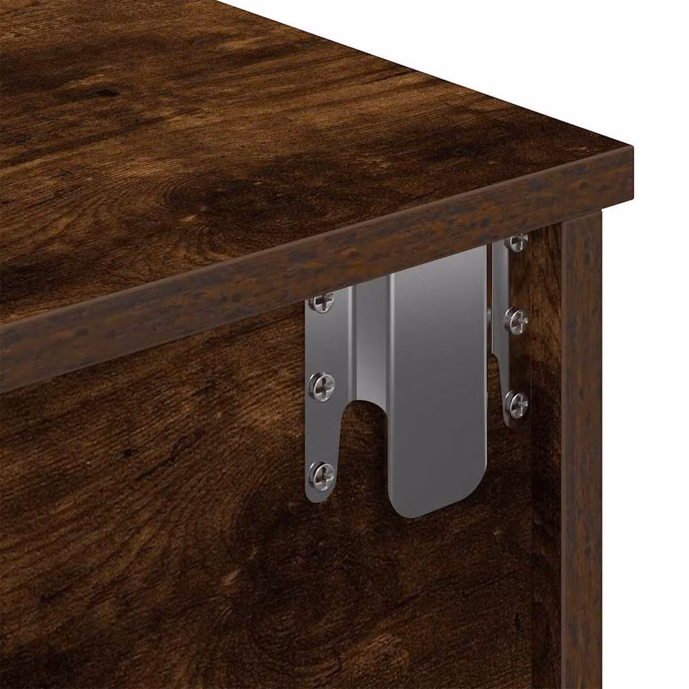 Berkfield Home Wall Shelf with Drawers in Smoked Oak Brown, W/D/H: 80 x 31 x 17 cm – 6