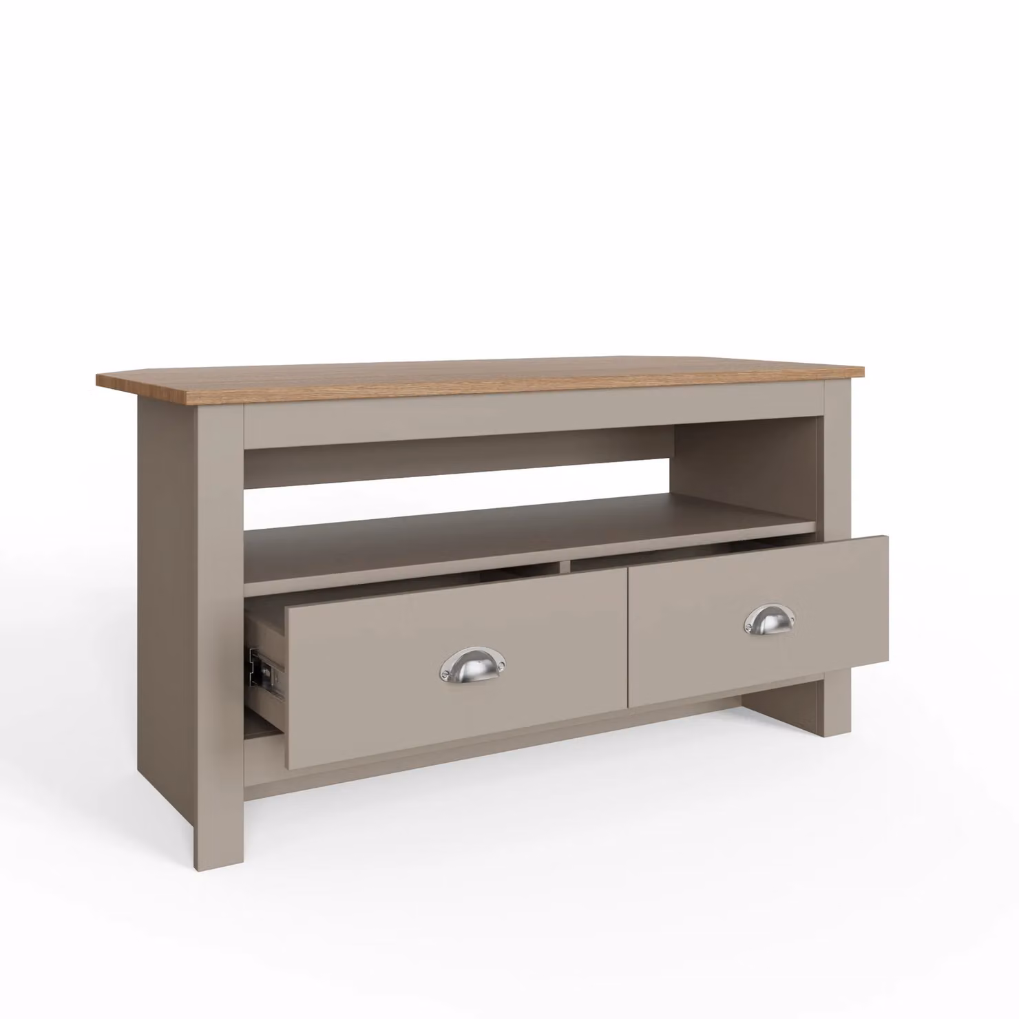 GFW Lancaster Corner TV Unit in Grey and Oak – 3