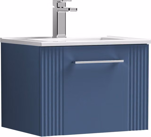 Balterley Wall Hung 1 Drawer Vanity Unit with Minimalist Basin, Satin Blue