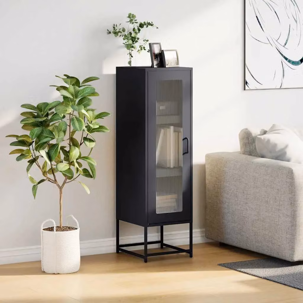 Berkfield Home Anthracite Highboard with Glass Doors in Black, W/D/H: 36 x 39 x 123 cm – 3