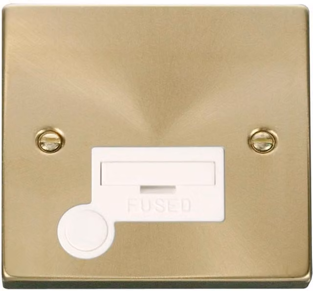 SE HOME Satin Brushed Brass 13A Fused Connection Unit with Flex in White and Gold