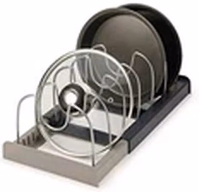 EONLION 10 Tier Expandable Pan Pot and Lid Holder Kitchen Storage Rack in Black