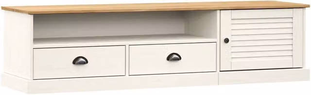 Berkfield Home VIGO TV Cabinet in White Solid Wood Pine, W: 156 cm, D: 40 cm, H: 40 cm – 1