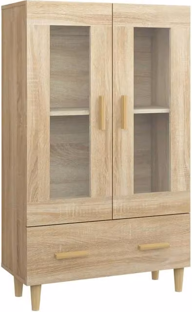 Berkfield Home Sonoma Oak Highboard in Beige with Glass Doors, W/D/H: 70 x 31 x 115 cm – 1
