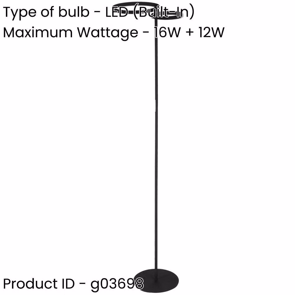 Loops Modern Black LED Floor Lamp with Touch Control – 1