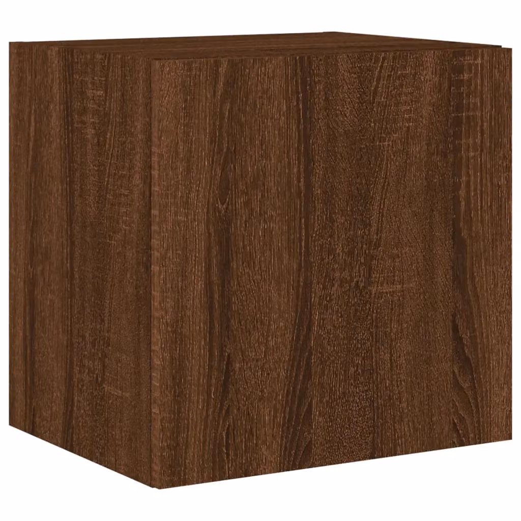 Berkfield Home Modern Wall Mounted TV Cabinets with Integrated LED Lights, 2 Piece Set, Brown Oak, W/D/H: 40.5 x 35 x 40.5 cm – 5