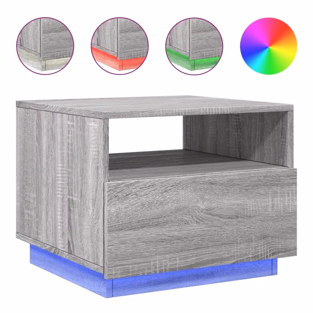 Berkfield Home Modern Coffee Table with LED Lights in Grey Sonoma, W: 50 cm, D: 49 cm, H: 40 cm – 2