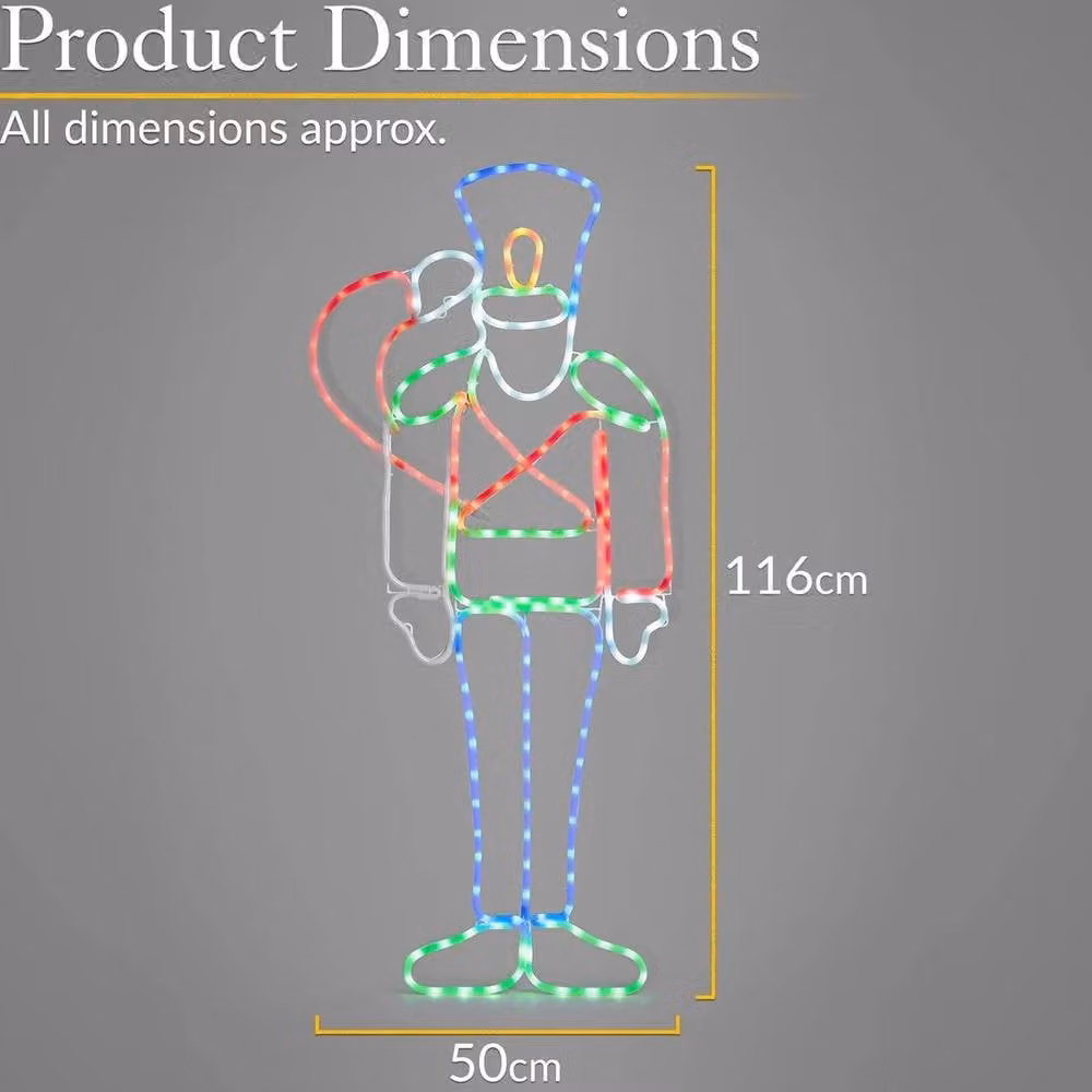 NESTLUNE Multicolour Nutcracker LED Rope Light Outdoor Christmas Decoration, W/D/H: 100 x 15 x 15 cm – 2