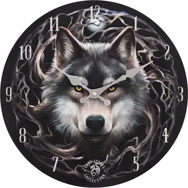 KDMK Night Forest Round Analog Quartz Wall Clock in Black and Multicolour, Diameter: 35 cm