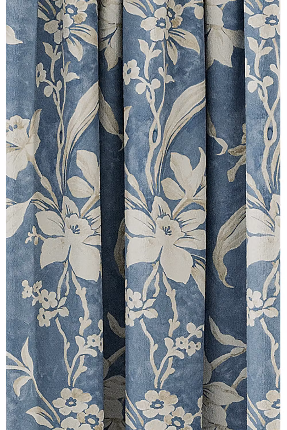 V & A Daffodil Dreams Floral Lined Cotton Curtains in Blue, Width: 167 cm, Drop: 137 cm – 3