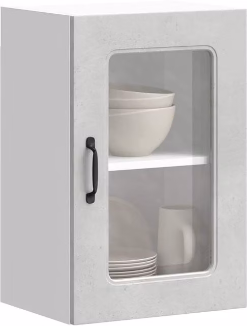 Berkfield Home Kalmar Modern Wall Mounted Kitchen Cabinet with Glass Doors in Concrete Grey