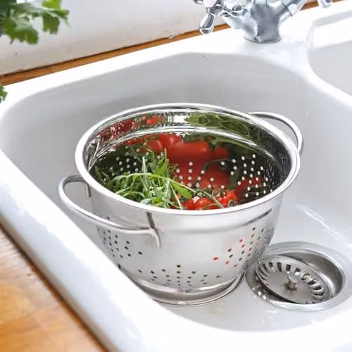 Argon Tableware Stainless Steel Colander with Handles and Feet, Silver, Diameter: 21.5 cm – 2