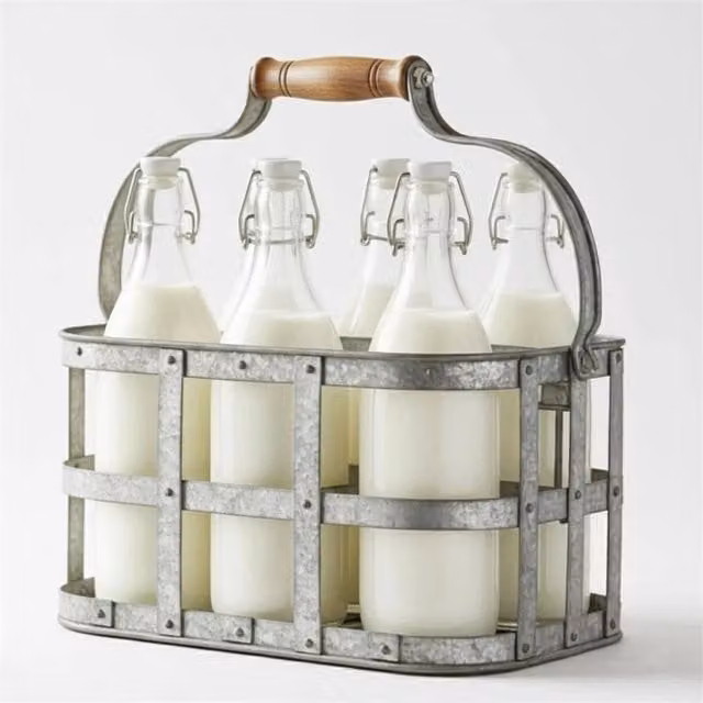 Havendro 6 Milk Bottle Holder Tidy Crate in Silver