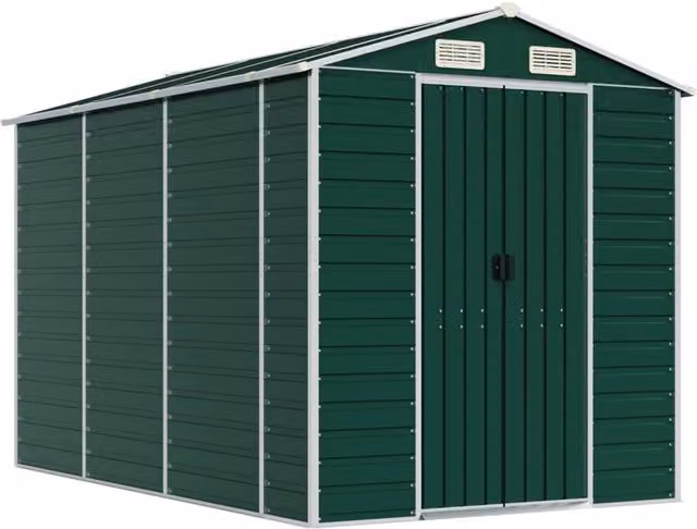 Berkfield Home Green Galvanised Steel Garden Shed W/D/H: 191 x 300 x 198 cm